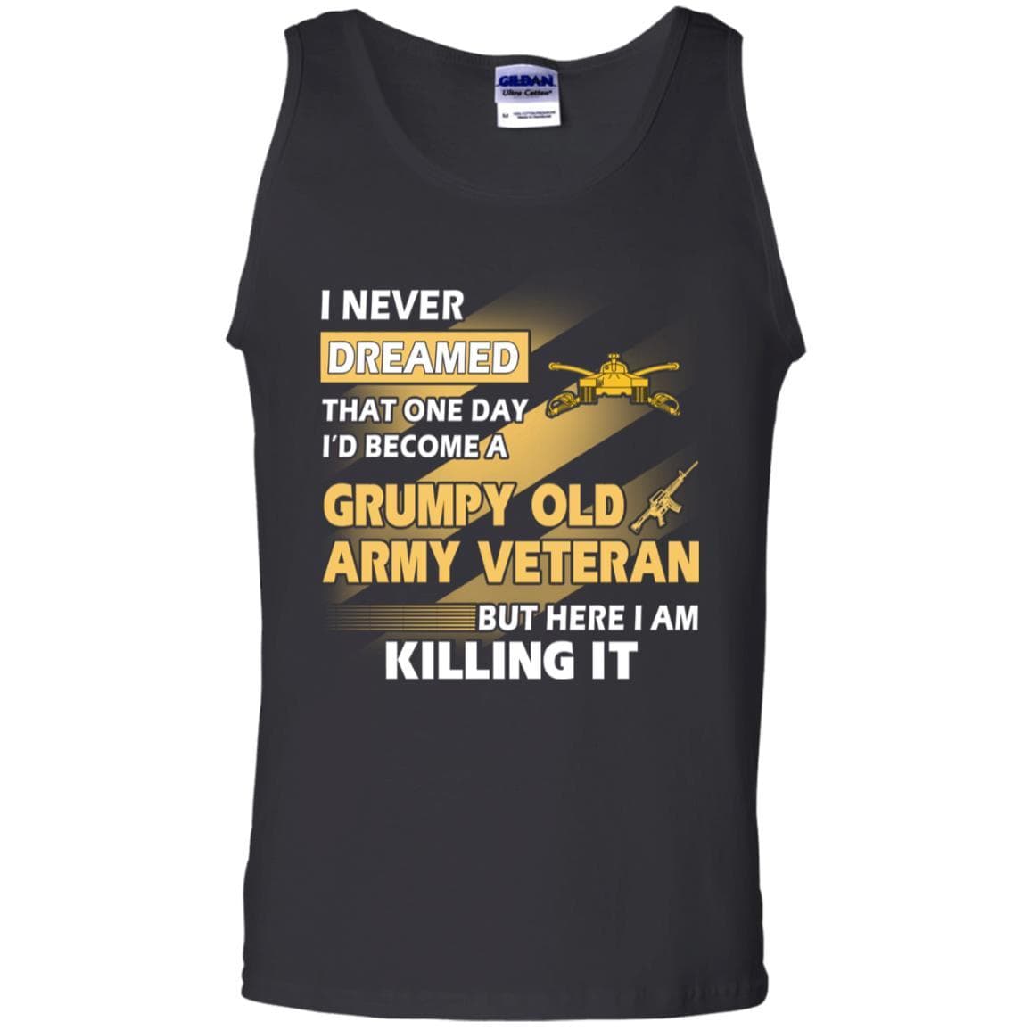 US Army T-Shirt "Armor Grumpy Old Veteran" On Front-TShirt-Army-Veterans Nation
