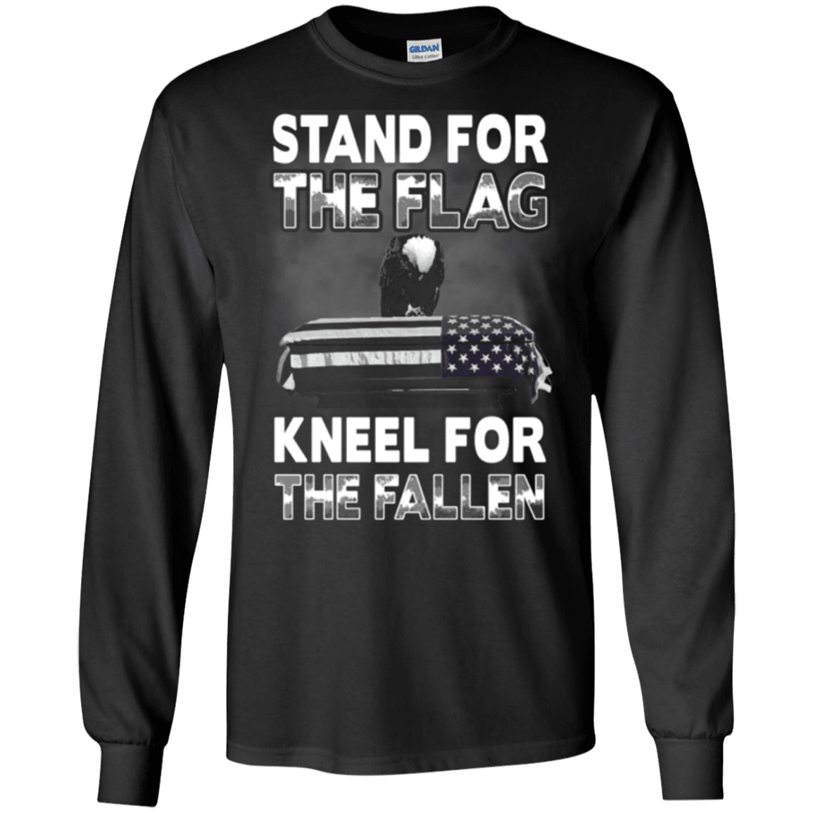 Military T-Shirt "Stand For The Flag Kneel For The Fallen"-TShirt-General-Veterans Nation