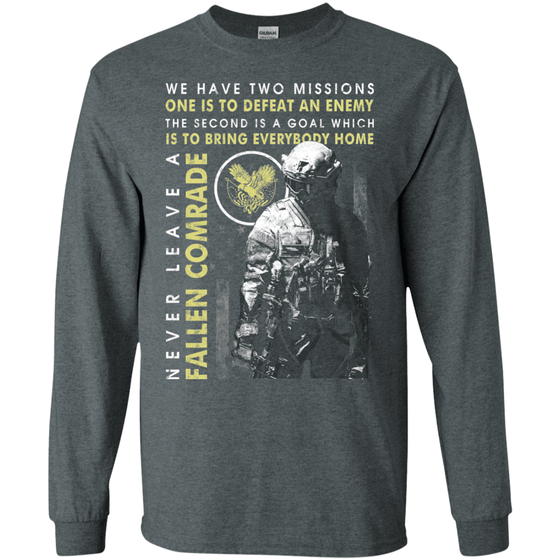 Military T-Shirt "Never Leave A Fallen Comrade Veteran Men" Front-TShirt-General-Veterans Nation