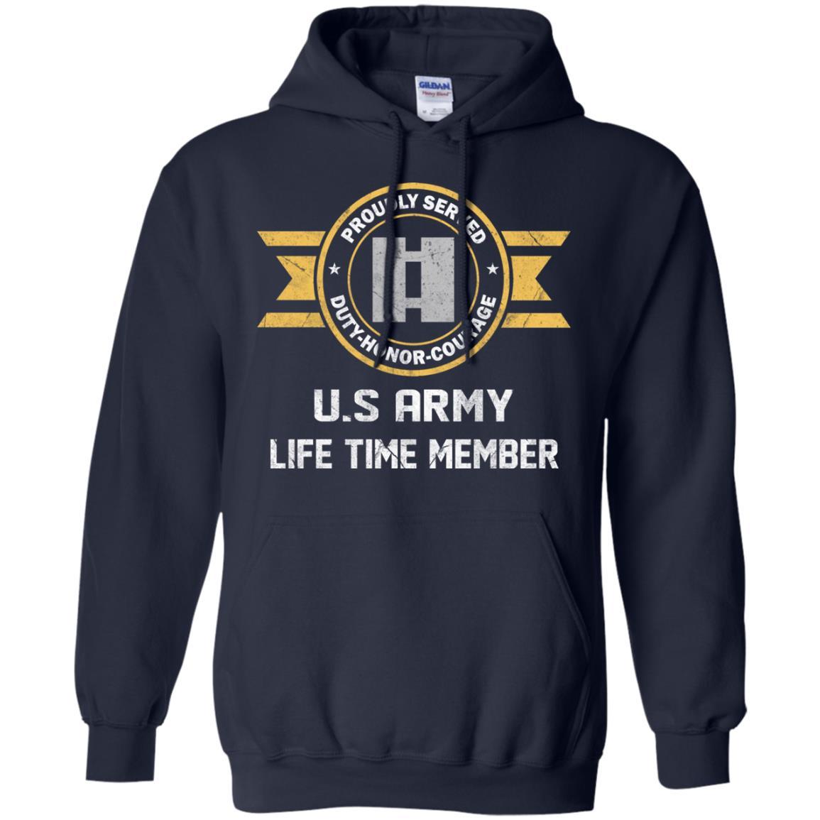 Life Time Member - US Army O-3 Captain O3 CPT Commissioned Officer Ranks Men T Shirt On Front-TShirt-Army-Veterans Nation