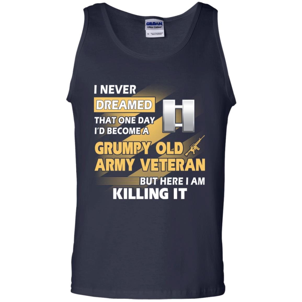 US Army T-Shirt "Grumpy Old Veteran" O-3 Captain(CPT) On Front-TShirt-Army-Veterans Nation