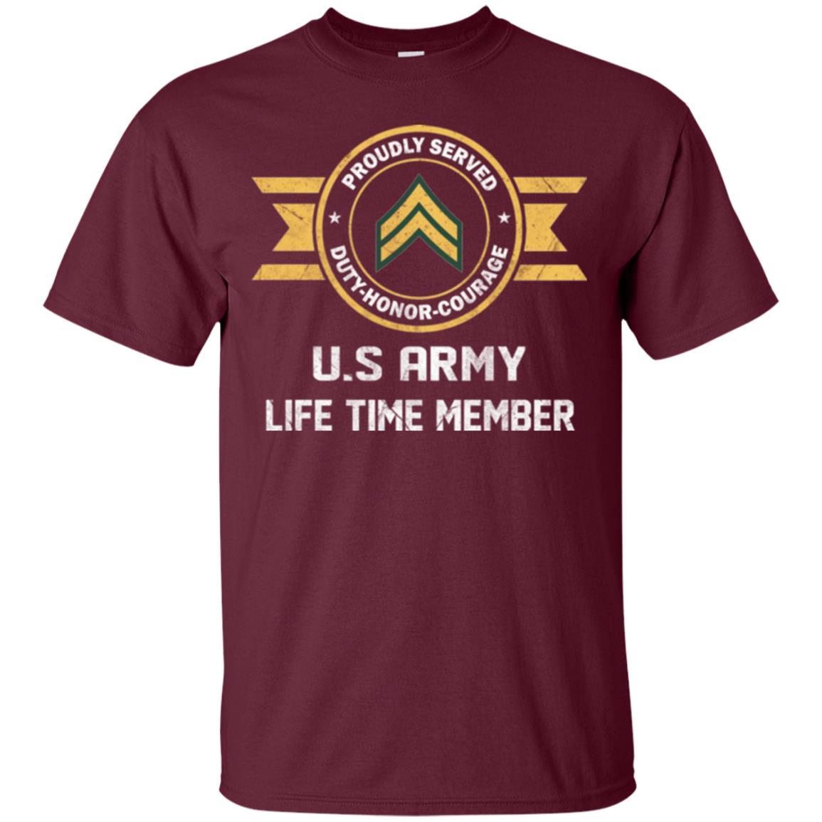 Life Time Member - US Army E-4 Corporal E4 CPL Noncommissioned Officer Ranks Men T Shirt On Front-TShirt-Army-Veterans Nation