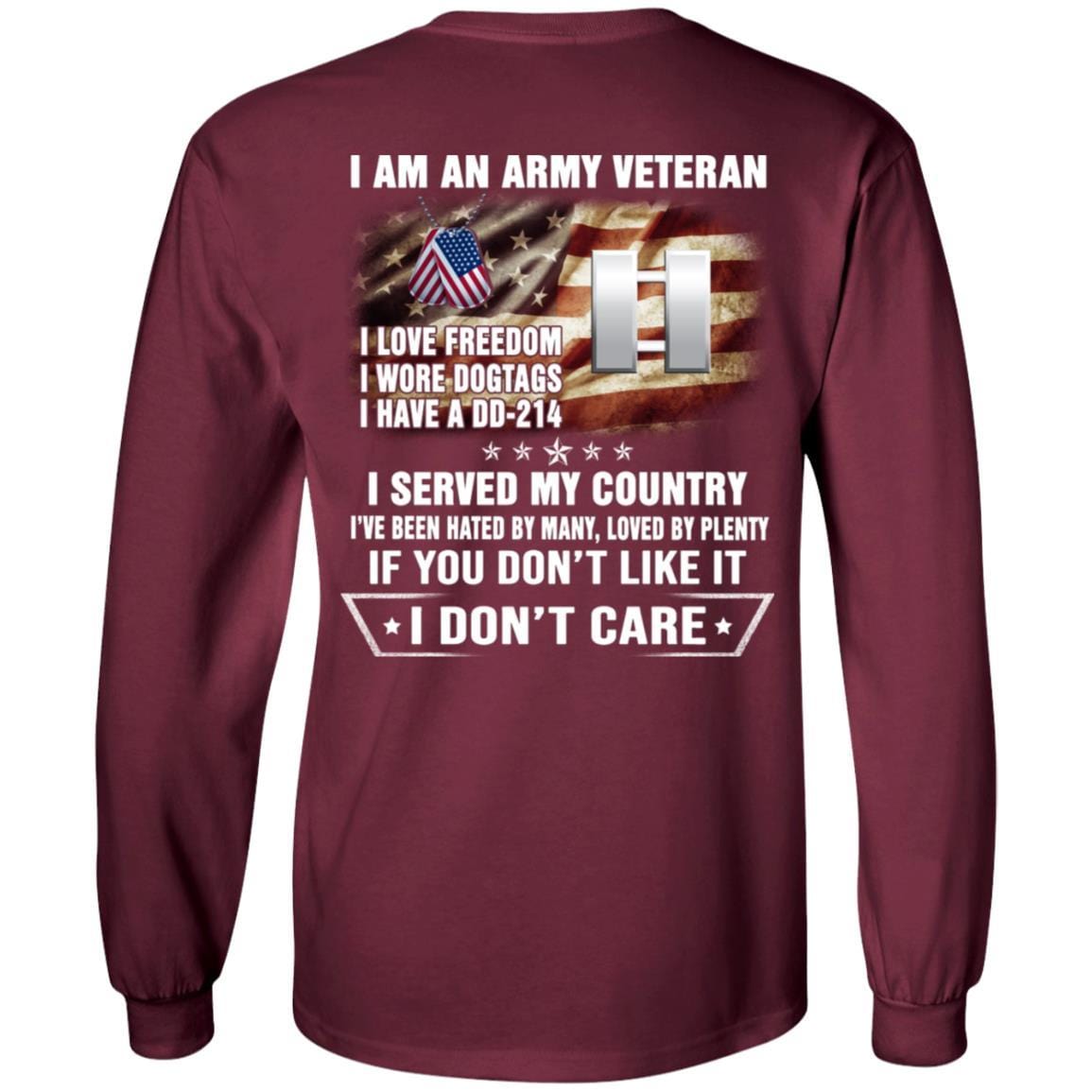 T-Shirt "I Am An Army Veteran" O-3 Captain(CPT)Rank On Back-TShirt-Army-Veterans Nation