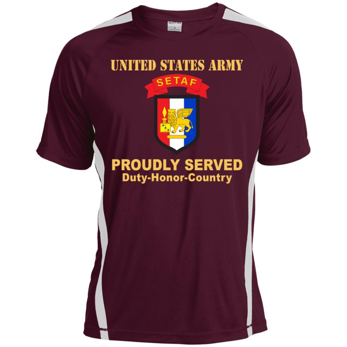 US ARMY USARAF-SETAF COMBAT SERVICE ID BADGE- Proudly Served T-Shirt On Front For Men-TShirt-Army-Veterans Nation