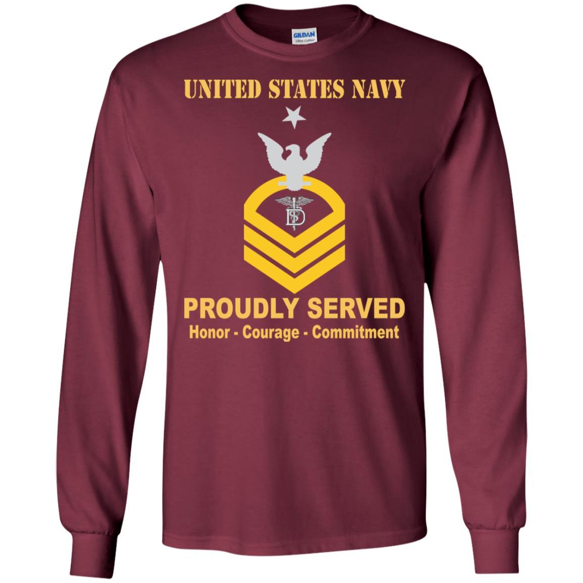Navy Dental Technician Navy DT E-8 Rating Badges Proudly Served T-Shirt For Men On Front-TShirt-Navy-Veterans Nation