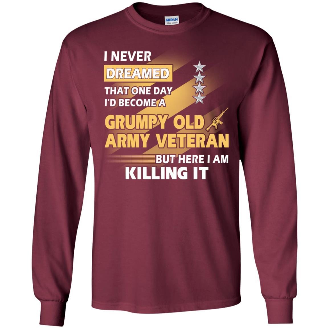 US Army T-Shirt "Grumpy Old Veteran" O-10 General(GEN) On Front-TShirt-Army-Veterans Nation