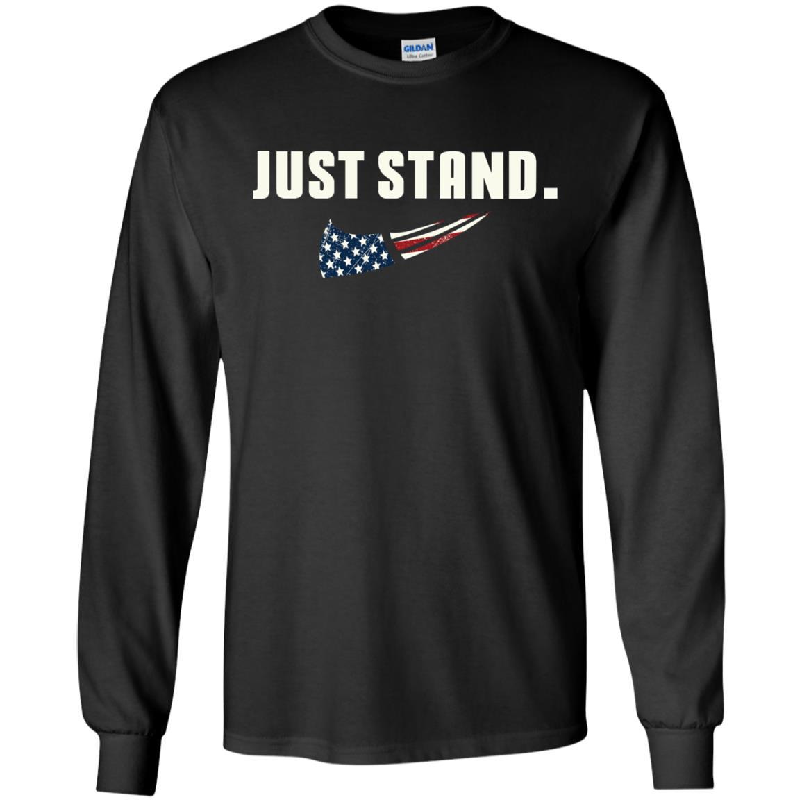 Military T-Shirt "Just Stand For The Flag Men On" Front-TShirt-General-Veterans Nation