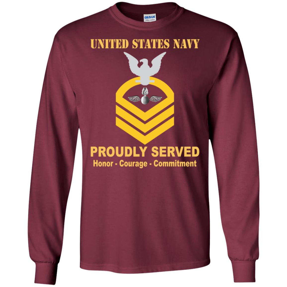 Navy Aviation Ordnanceman Navy AO E-7 Rating Badges Proudly Served T-Shirt For Men On Front-TShirt-Navy-Veterans Nation