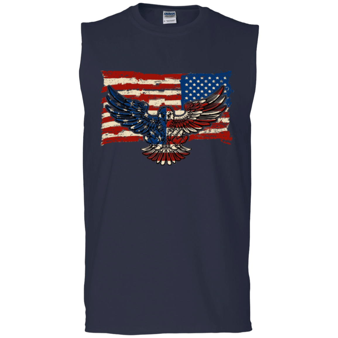 Military T-Shirt "Independence 4 of July Veteran Eagle Flag" Front-TShirt-General-Veterans Nation
