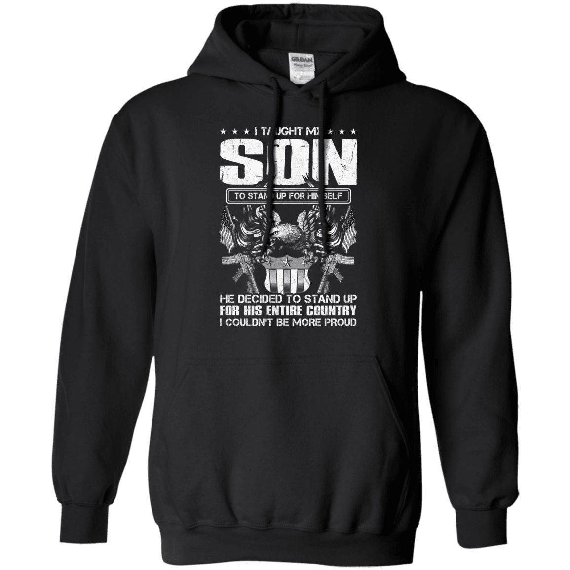 Military T-Shirt "Taught Son Stand up for Country Men" Front-TShirt-General-Veterans Nation