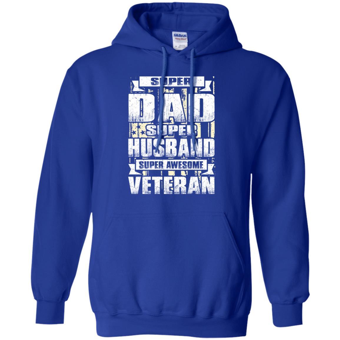 Military T-Shirt "SUPER DAD SUPER HUSBAND SUPER AWESOME VETERAN On" Front-TShirt-General-Veterans Nation