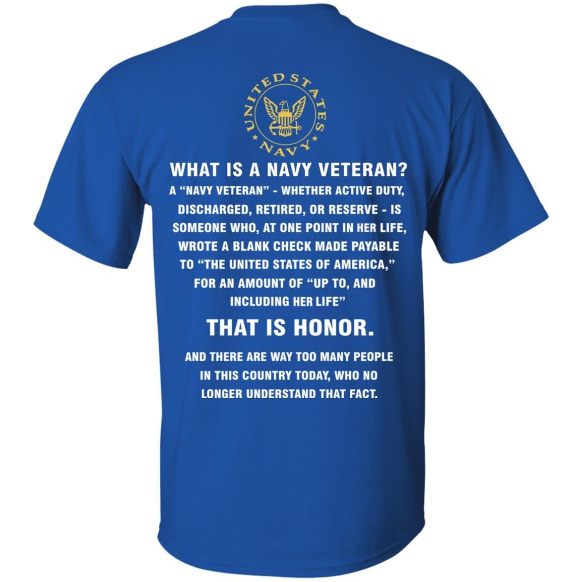 US Navy - What Is An Army Veteran T-Shirt On Back-Apparel-Veterans Nation