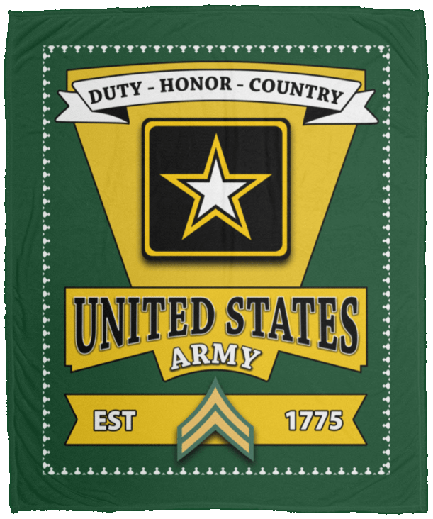 US Army E-4 Corporal E4 CPL Noncommissioned Officer Blanket Cozy Plush Fleece Blanket - 50x60-Blankets-Army-Ranks-Veterans Nation