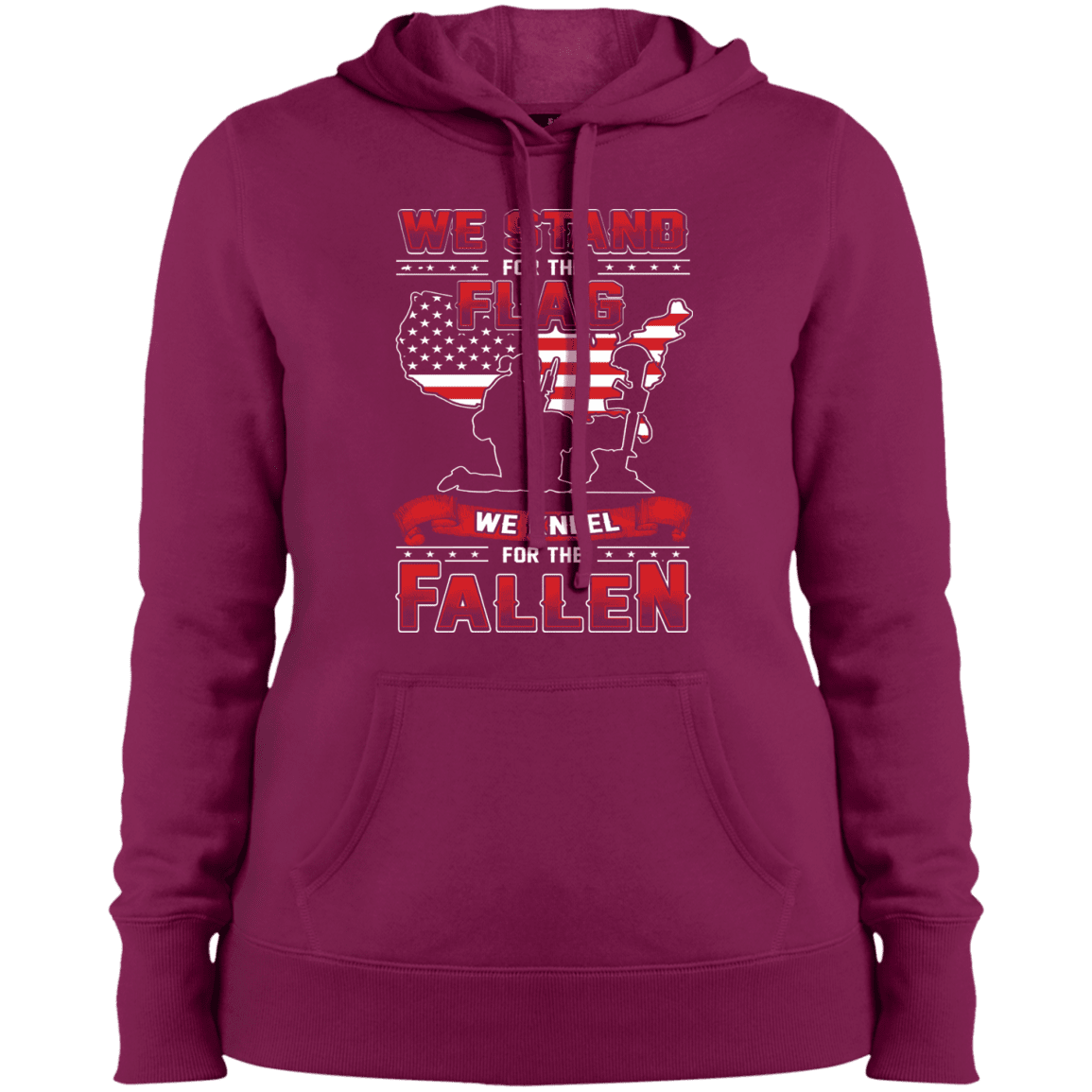 Military T-Shirt "We Stand For The Flag Knell For The Fallen Female Veteran" Front-TShirt-General-Veterans Nation