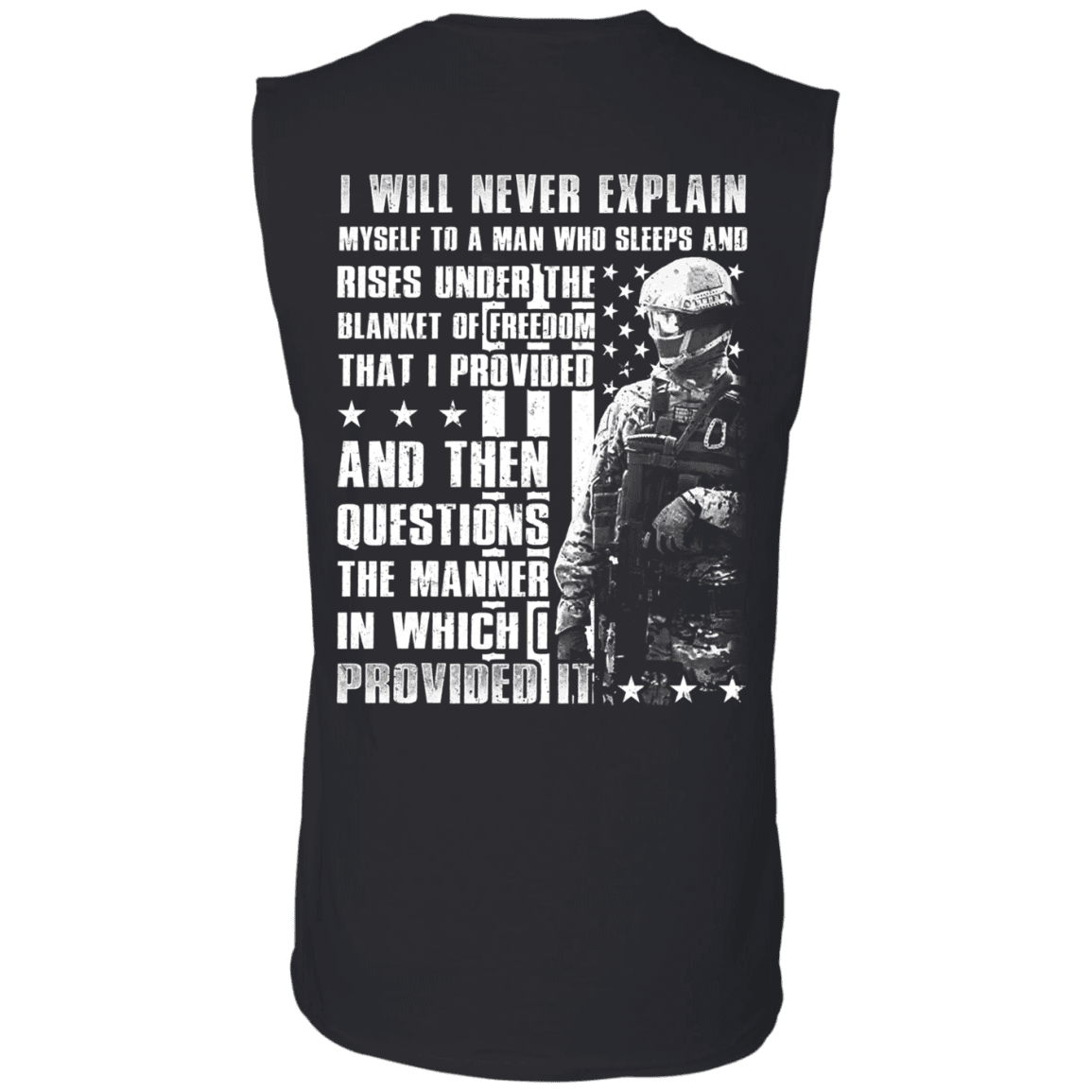 Military T-Shirt "Veteran - I Will Never Explain Myself To A Man" - Men Back-TShirt-General-Veterans Nation