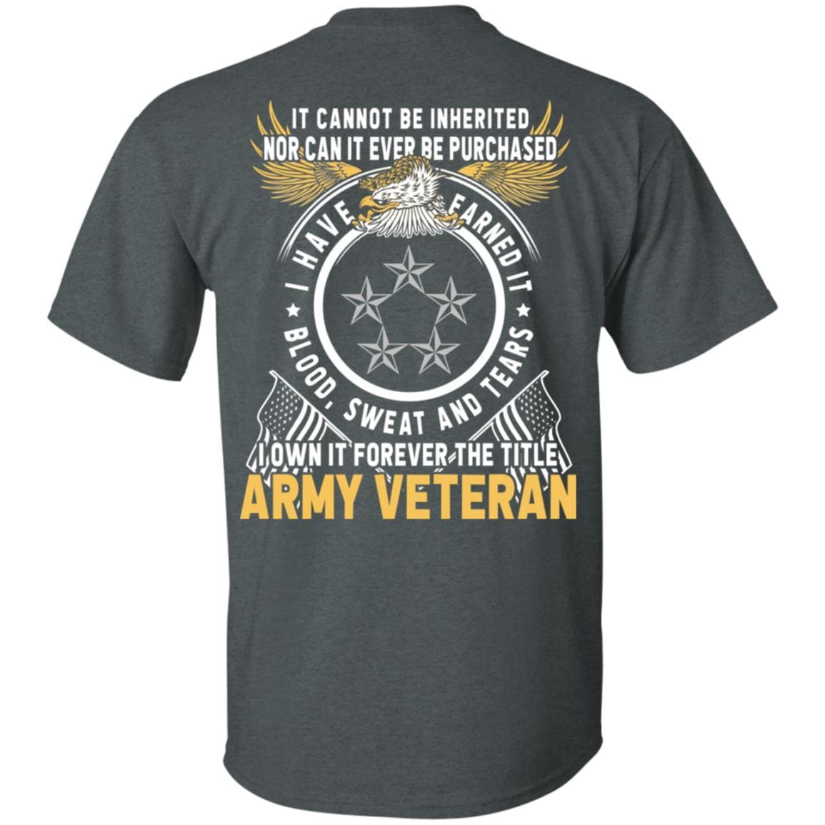 US Army O-10 General of the Army O10 GA General Officer Ranks T-Shirt For Men On Back-TShirt-Army-Veterans Nation