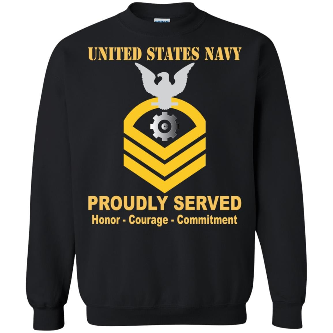U.S Navy Engineman Navy EN E-7 Rating Badges Proudly Served T-Shirt For Men On Front-TShirt-Navy-Veterans Nation