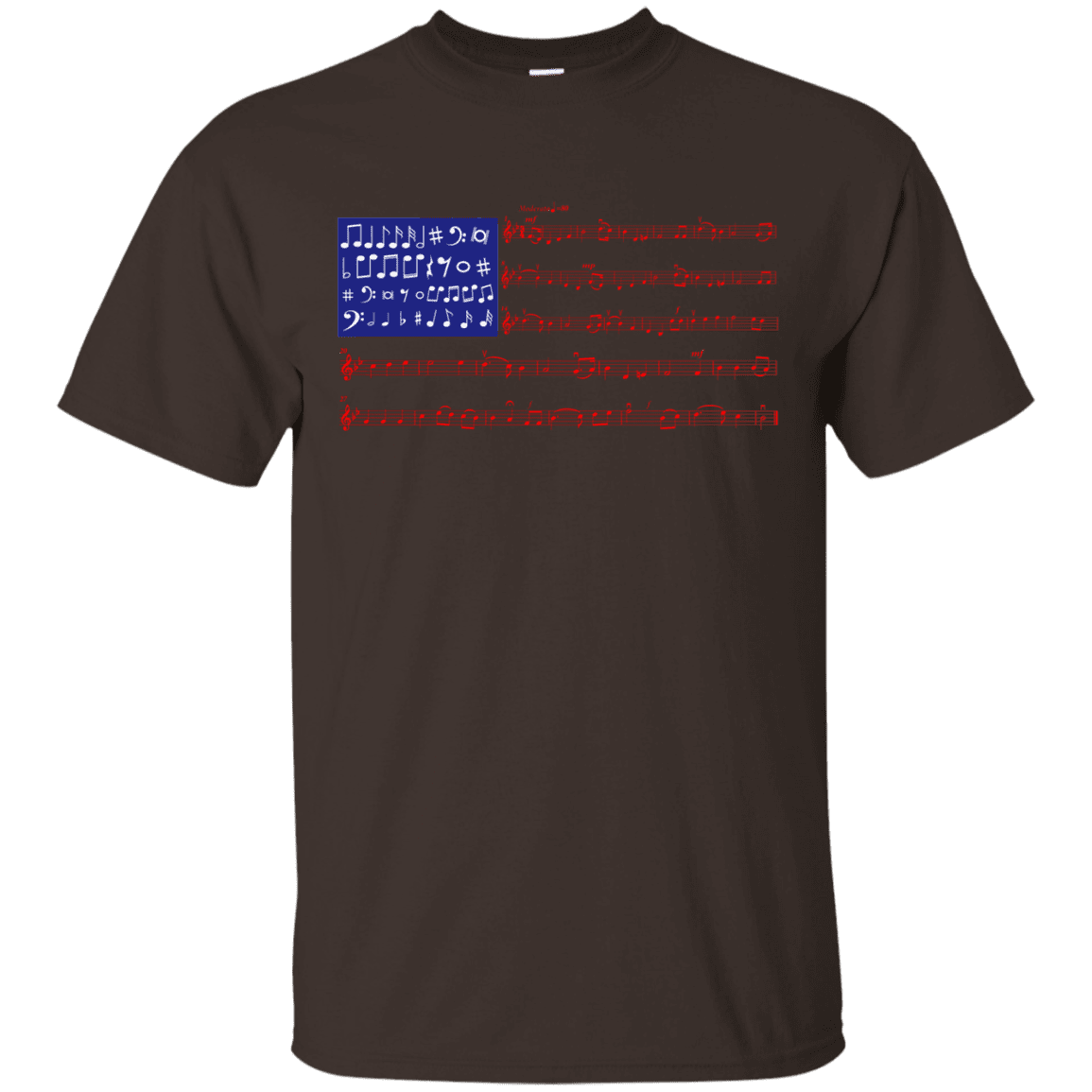 Military T-Shirt "4th Of July Gift Independence Music Note America Flag T-Shirt Men" Front-TShirt-General-Veterans Nation