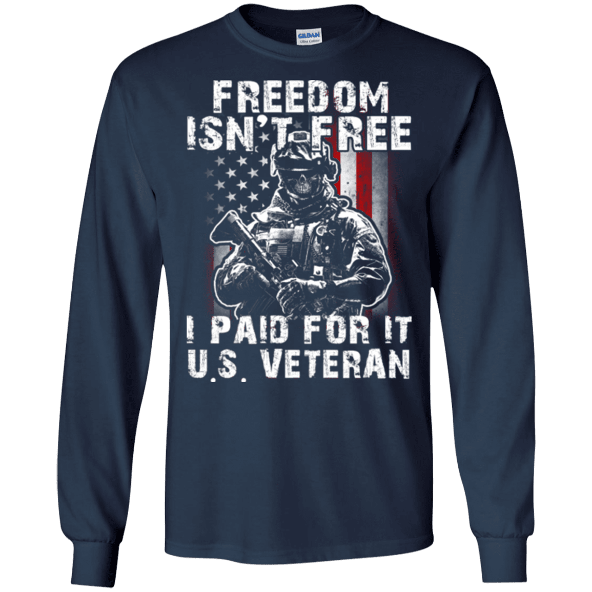 Military T-Shirt "Freedom Isn't Free US Veteran Paid For It"-TShirt-General-Veterans Nation