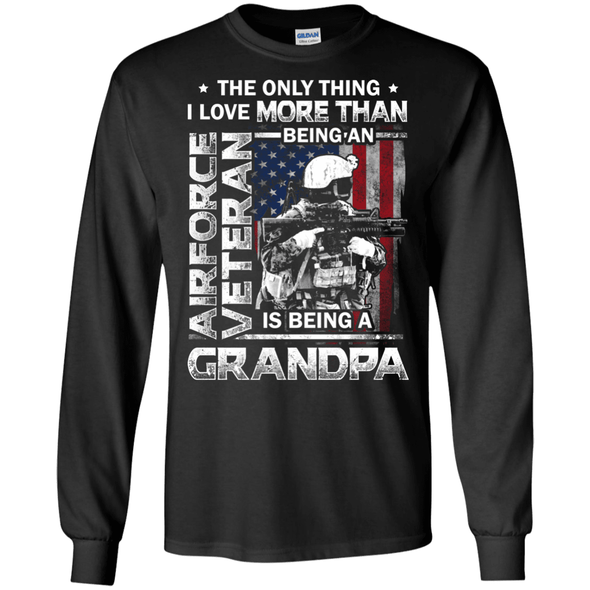 Military T-Shirt "Airforce Veteran I love Being A Grandpa Men" Front-TShirt-General-Veterans Nation