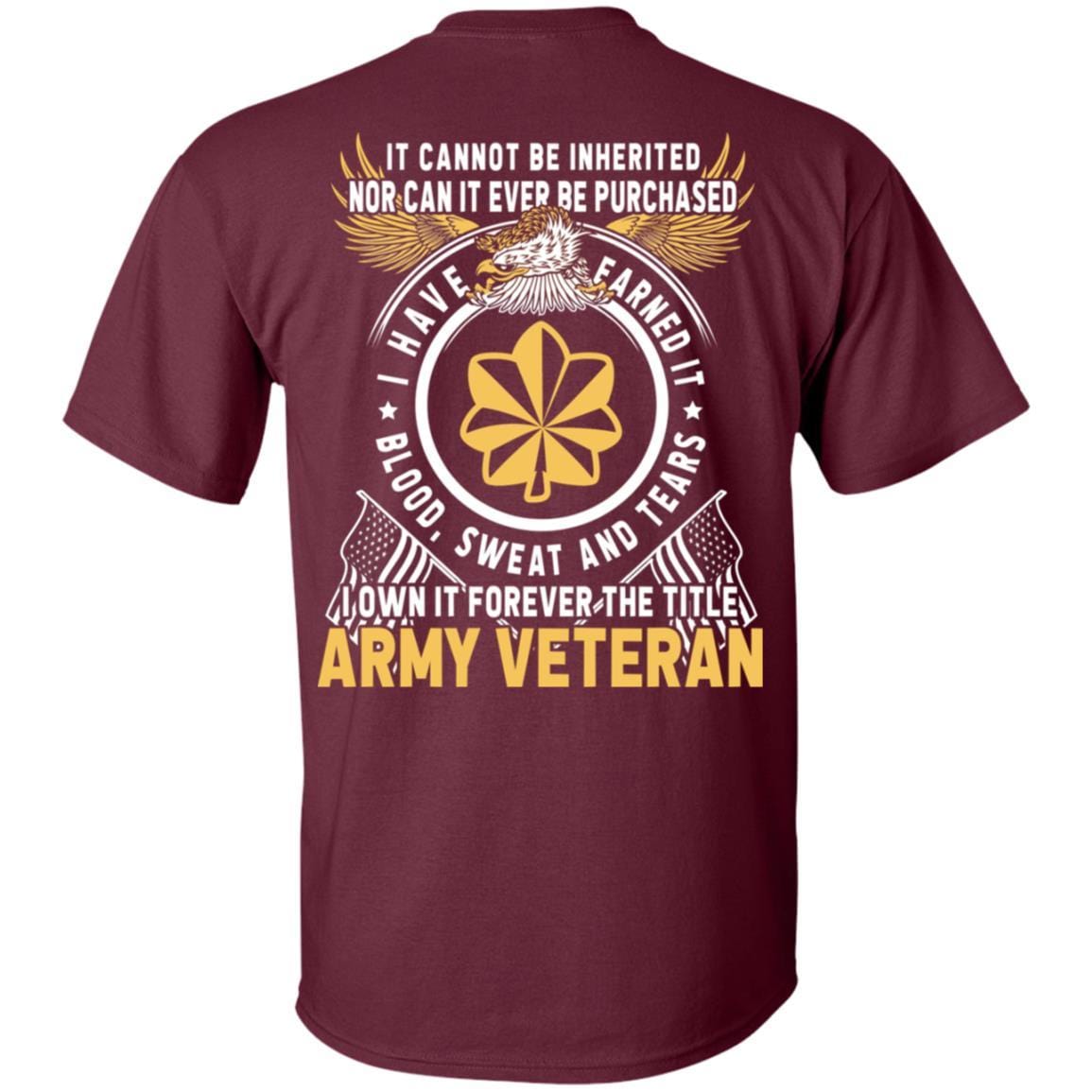 US Army O-4 Major O4 MAJ Field Officer Ranks T-Shirt For Men On Back-TShirt-Army-Veterans Nation