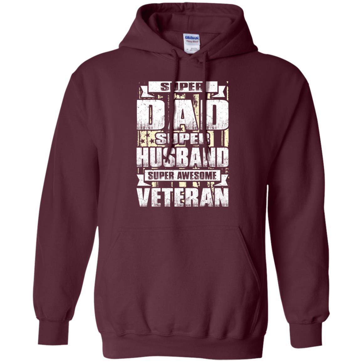 Military T-Shirt "SUPER DAD SUPER HUSBAND SUPER AWESOME VETERAN On" Front-TShirt-General-Veterans Nation