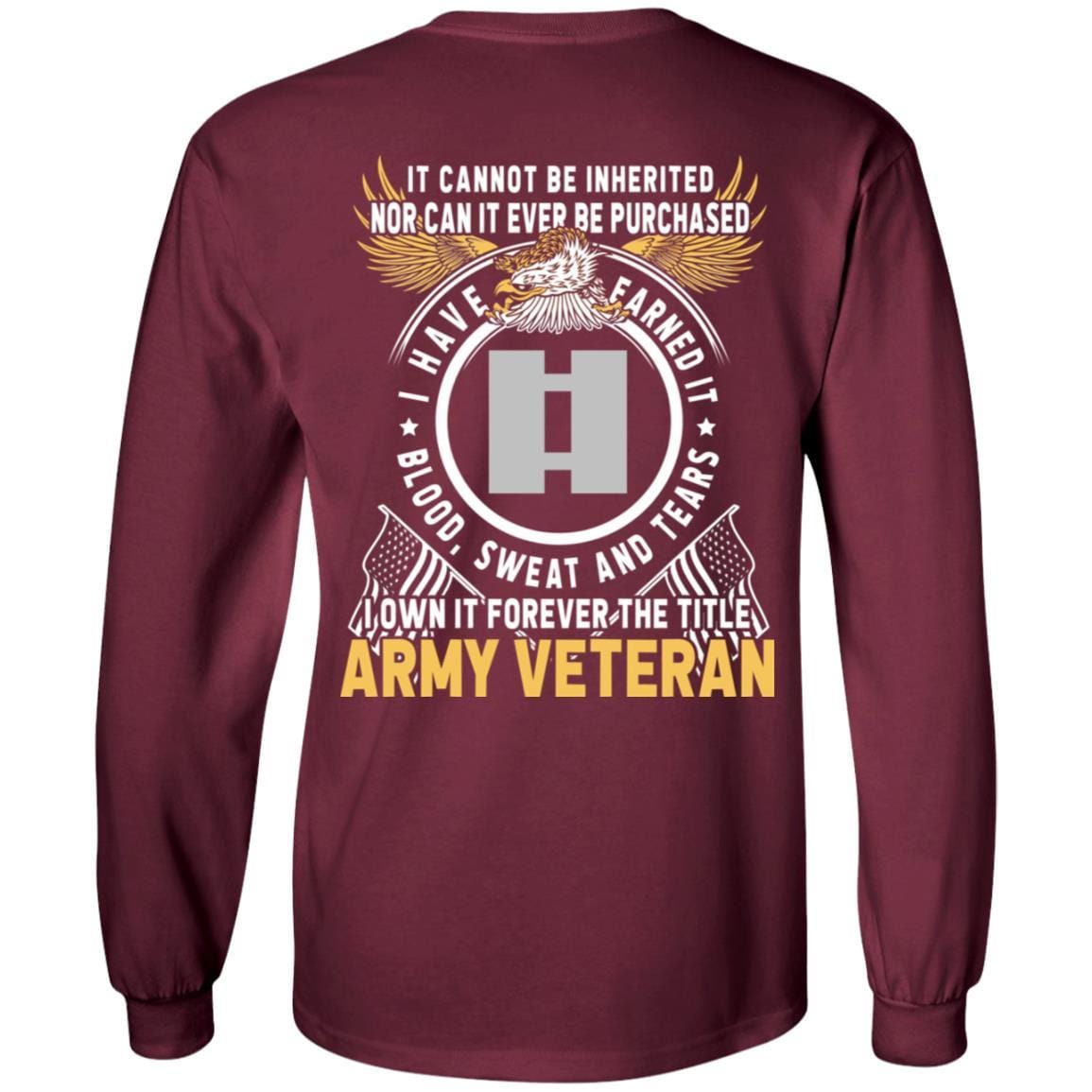 US Army O-3 Captain O3 CPT Commissioned Officer Ranks T-Shirt For Men On Back-TShirt-Army-Veterans Nation
