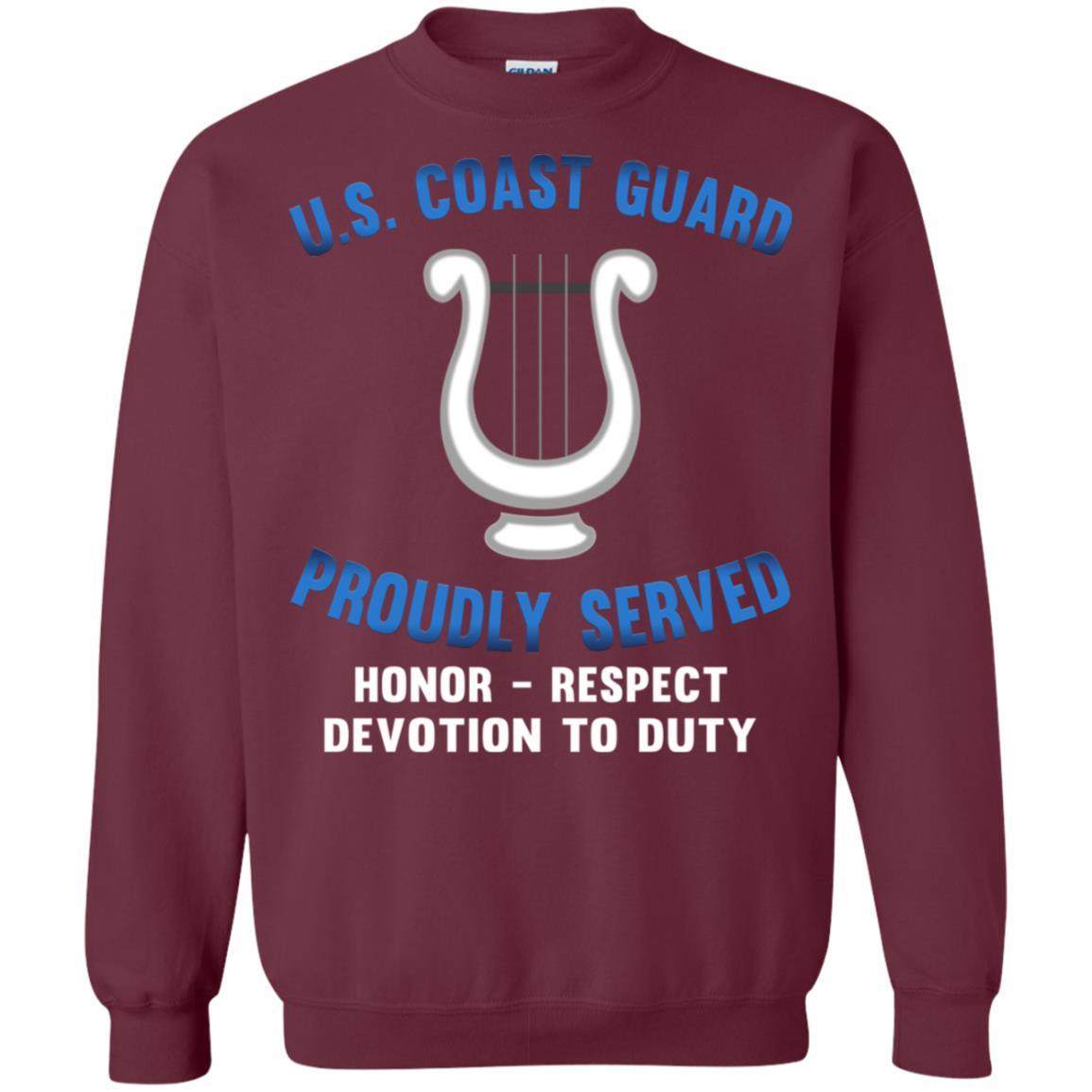 US Coast Guard Musician MU Logo Proudly Served T-Shirt For Men On Front-TShirt-USCG-Veterans Nation
