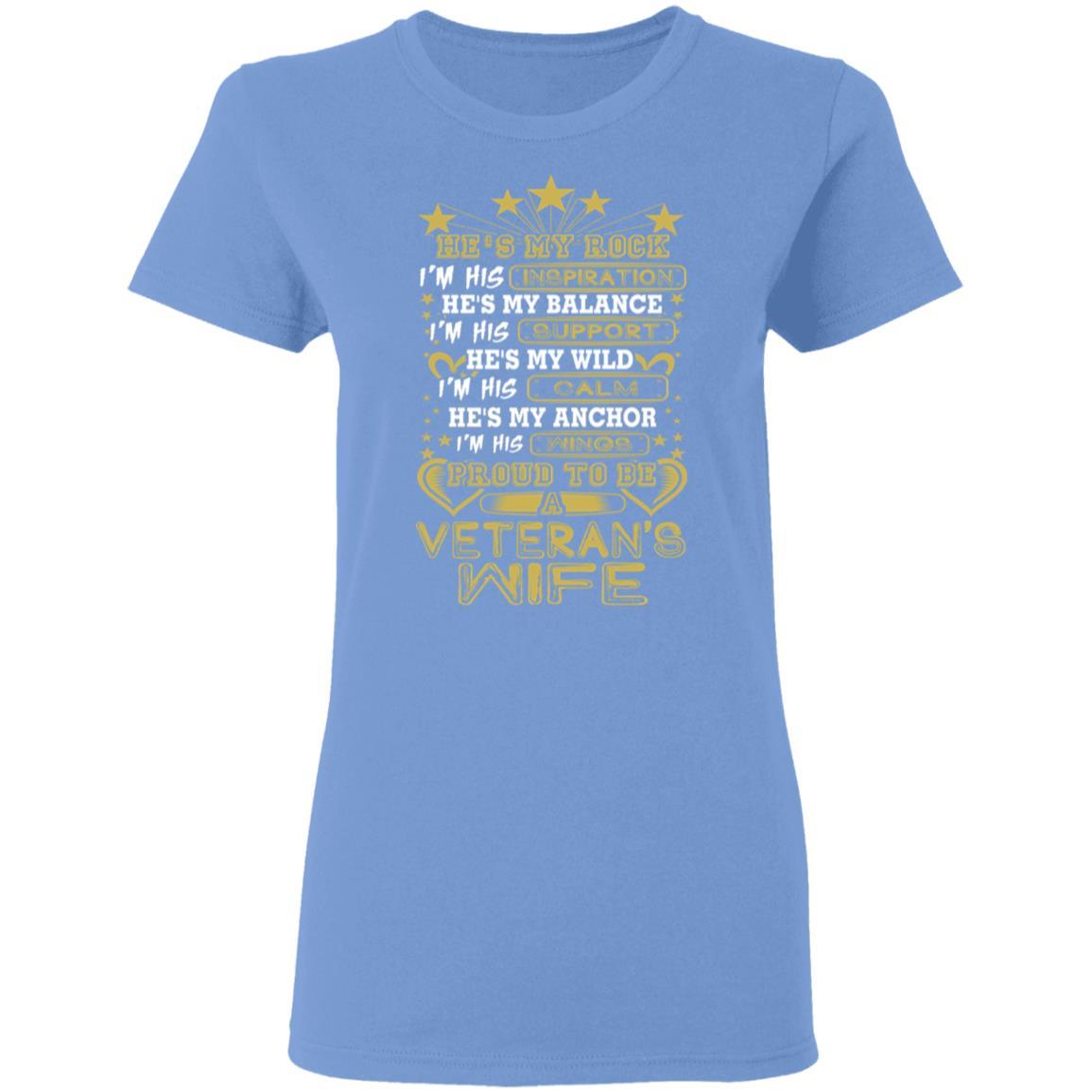T-Shirt Proud To be A Veteran's Wife Gildan Ladies' 5.3 oz. On Front-T-Shirts-Veterans Nation