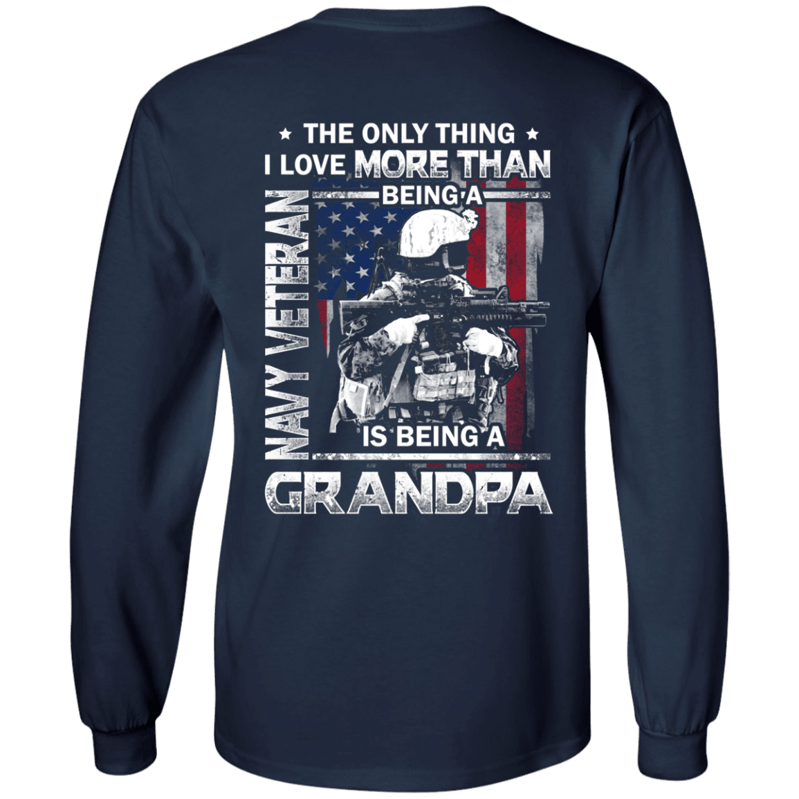 Navy Veteran I love Being A Grandpa Men Back T Shirts-TShirt-Navy-Veterans Nation