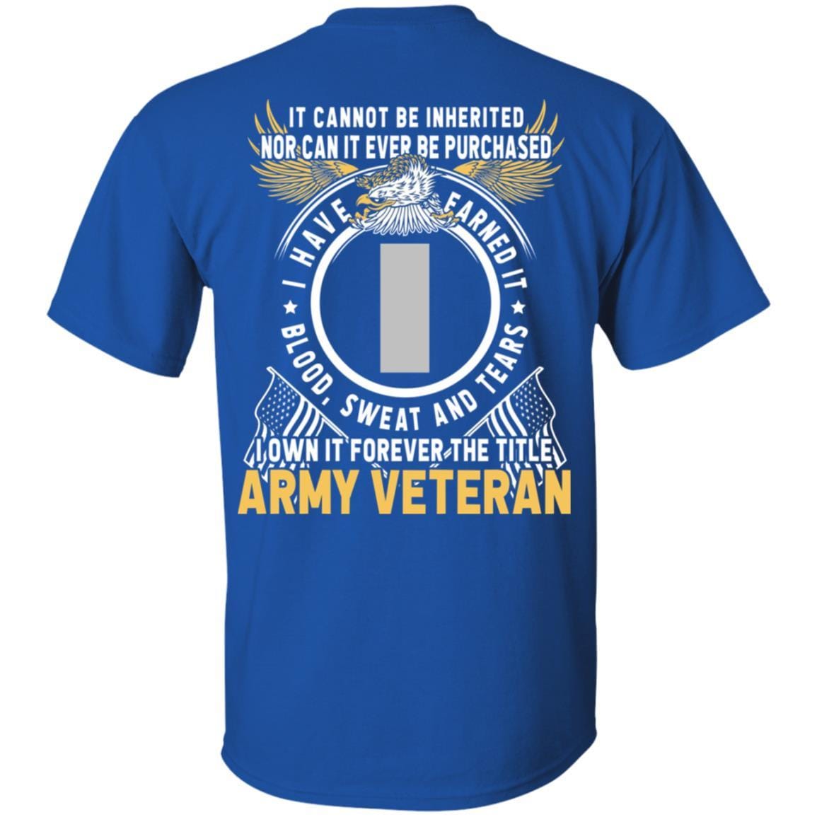 US Army O-2 First Lieutenant O2 1LT Commissioned Officer Ranks T-Shirt For Men On Back-TShirt-Army-Veterans Nation