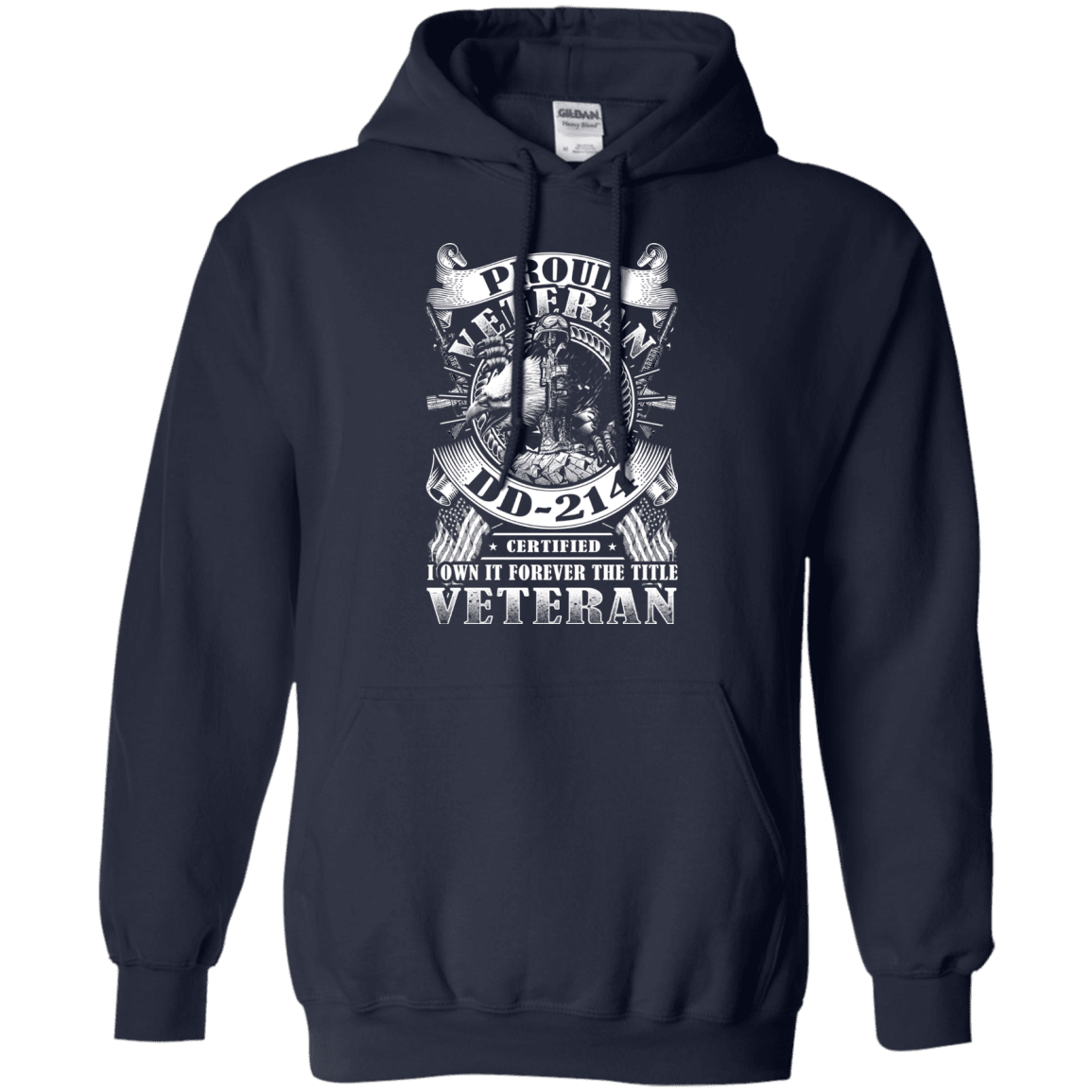 Military T-Shirt "Proud Veteran DD 214" Front-TShirt-General-Veterans Nation