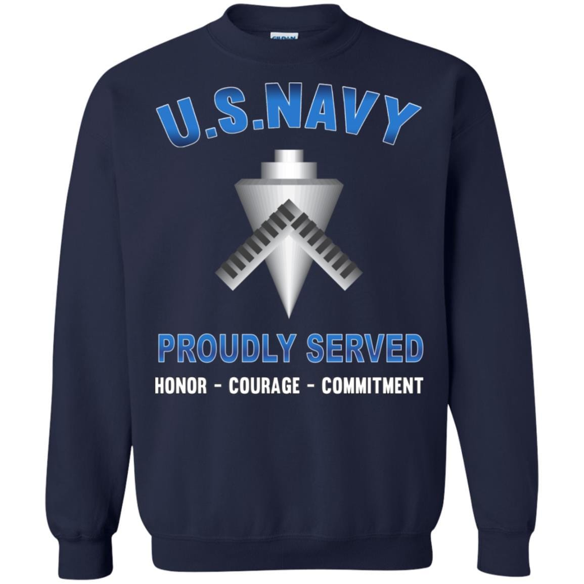 U.S Navy Builder Navy BU - Proudly Served T-Shirt For Men On Front-TShirt-Navy-Veterans Nation