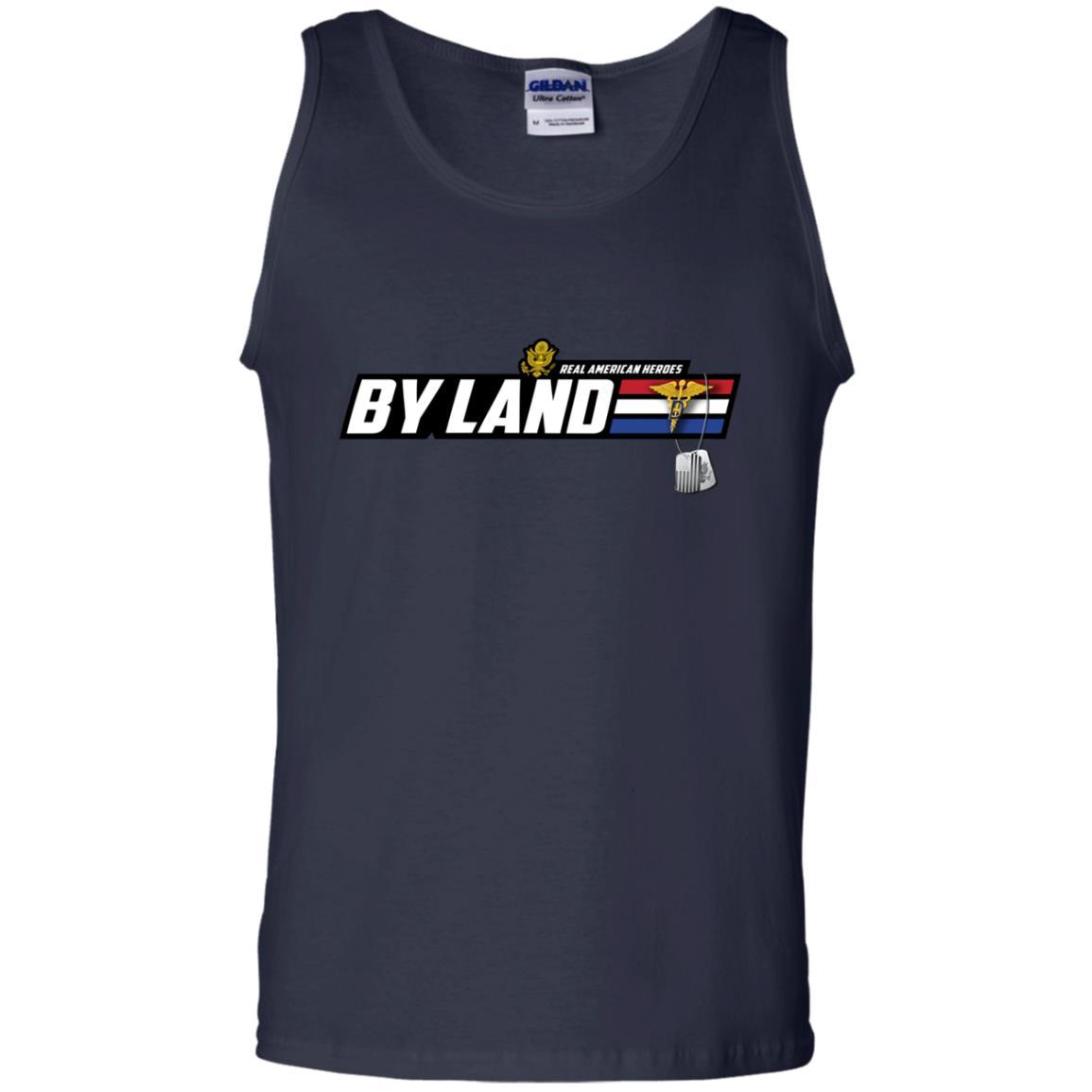 US Army T-Shirt "Dental Corps Real American Heroes By Land" On Front-TShirt-Army-Veterans Nation