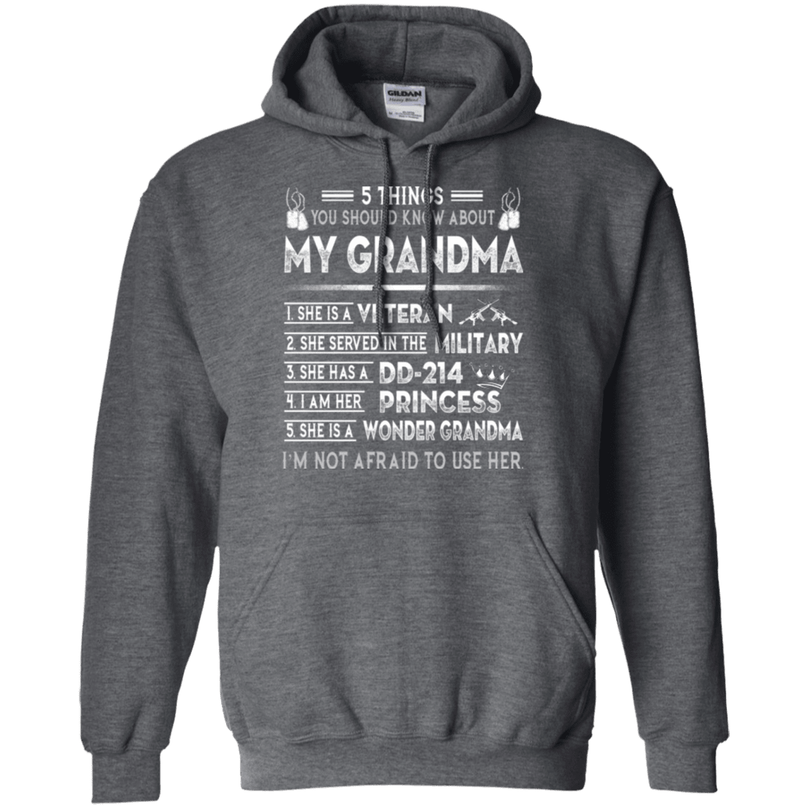 Military T-Shirt "5 Things You Should Know About My Grandma DD214"-TShirt-General-Veterans Nation