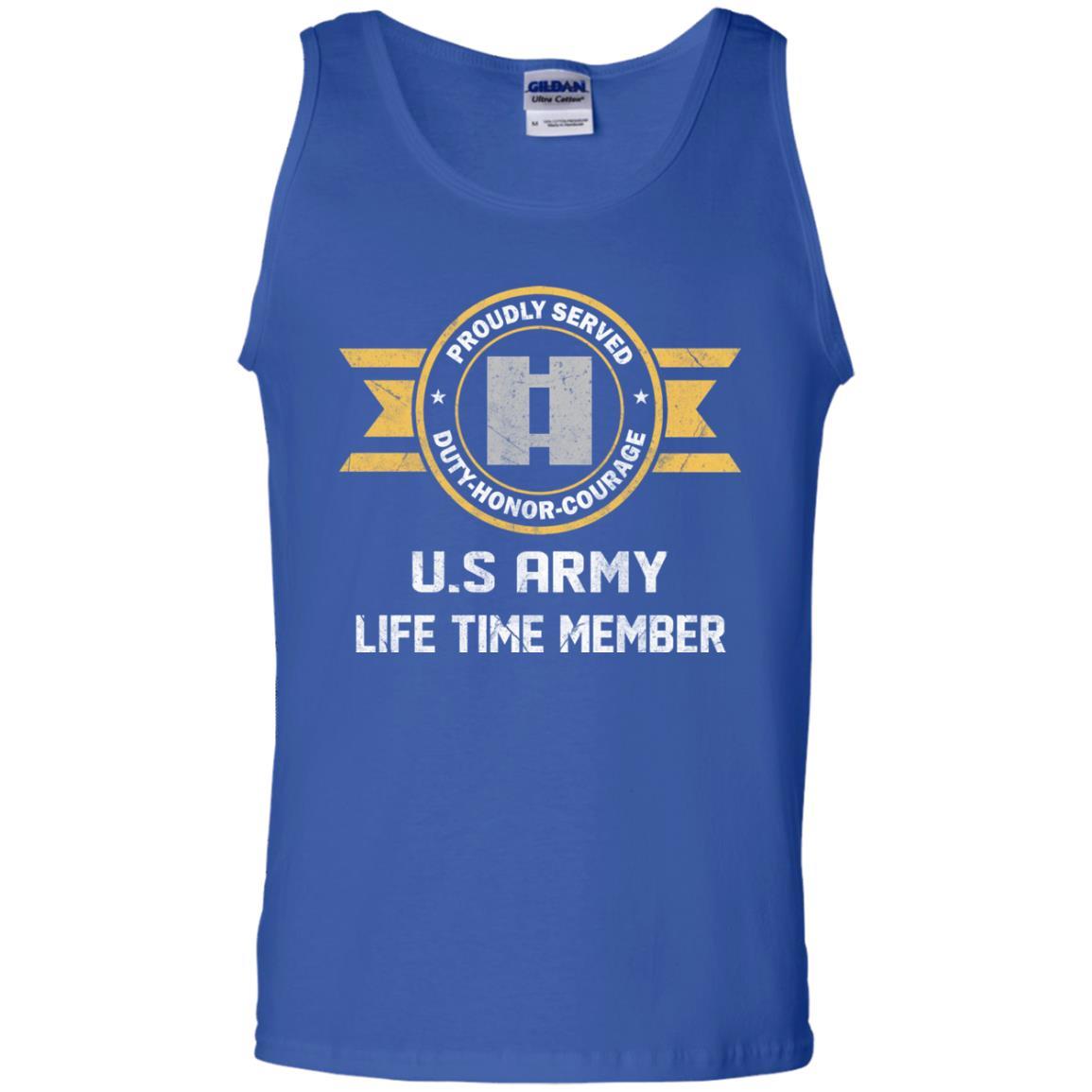 Life Time Member - US Army O-3 Captain O3 CPT Commissioned Officer Ranks Men T Shirt On Front-TShirt-Army-Veterans Nation