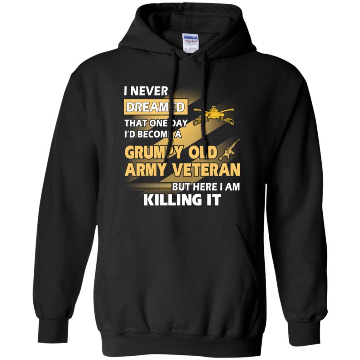 US Army T-Shirt "Armor Grumpy Old Veteran" On Front-TShirt-Army-Veterans Nation