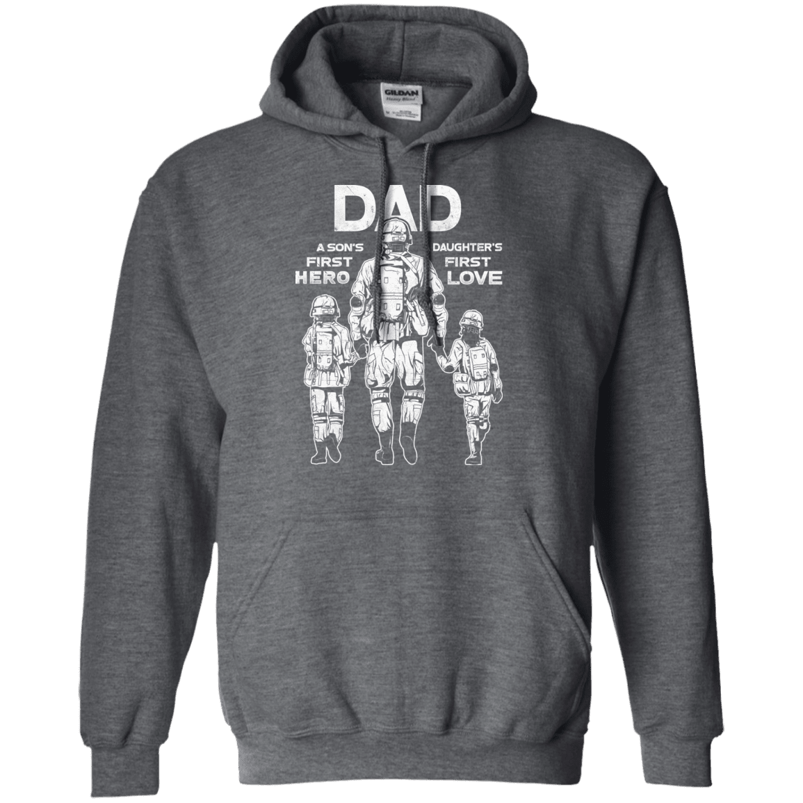 Military T-Shirt "Dad A Son's First Hero Daughter's First Love Men" Front-TShirt-General-Veterans Nation