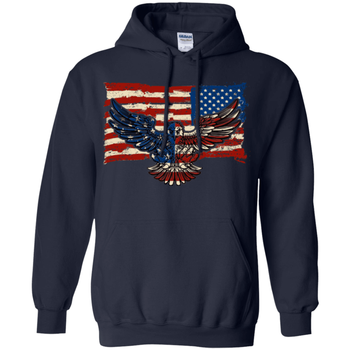 Military T-Shirt "Independence 4 of July Veteran Eagle Flag" Front-TShirt-General-Veterans Nation