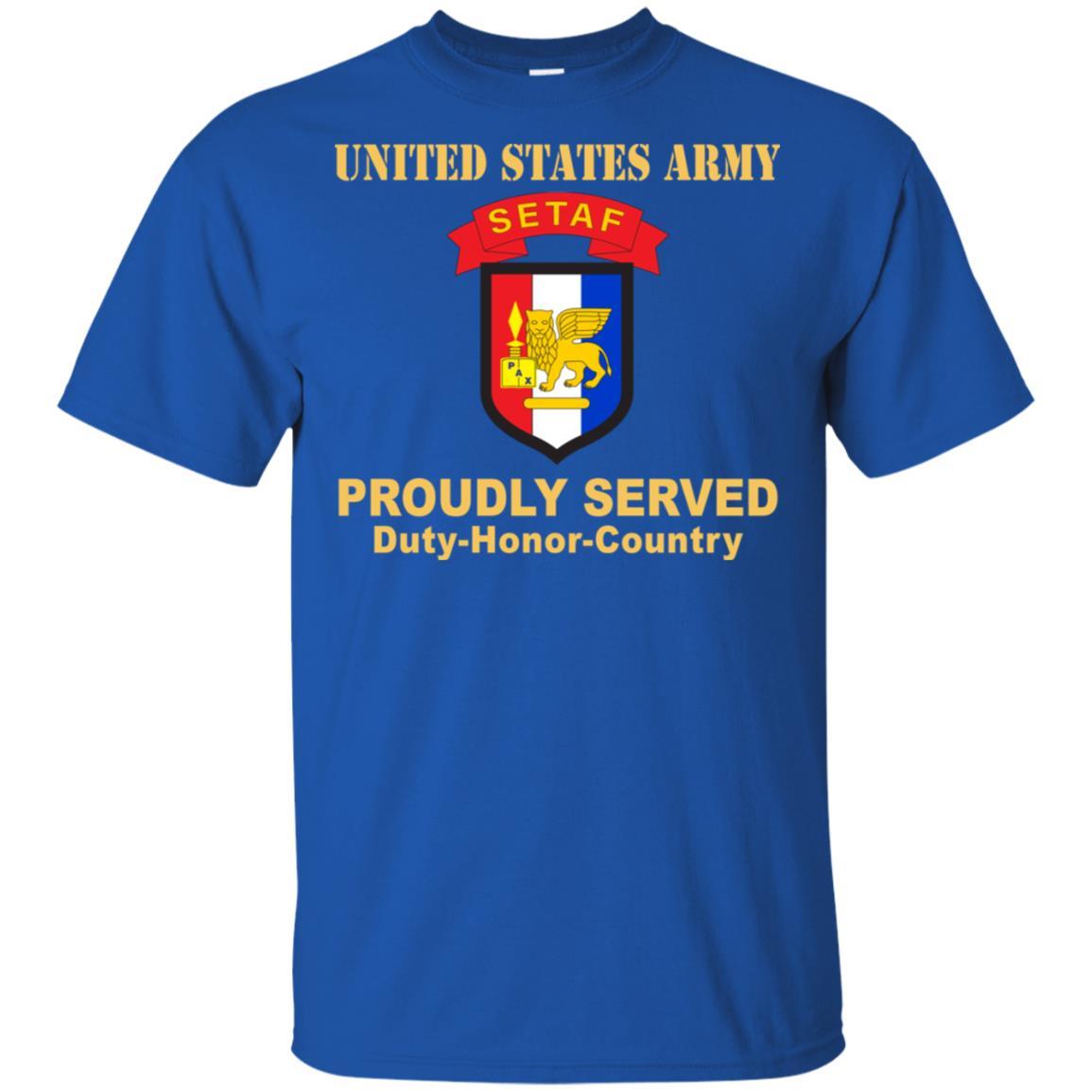 US ARMY USARAF-SETAF COMBAT SERVICE ID BADGE- Proudly Served T-Shirt On Front For Men-TShirt-Army-Veterans Nation
