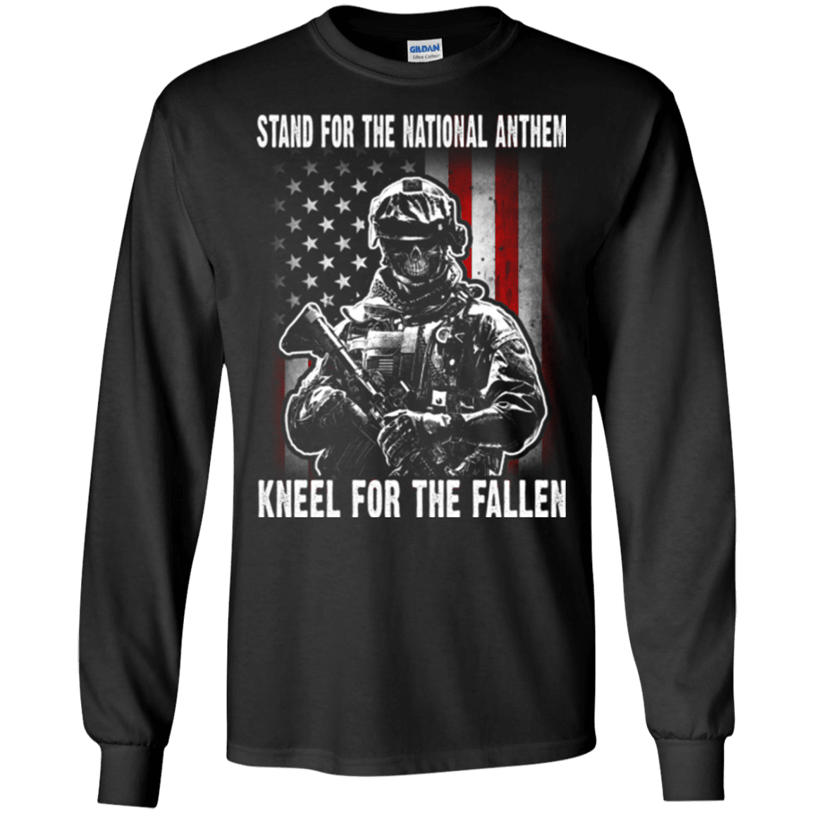 Military T-Shirt "Stand For The National Anthem Kneel For The Fallen"-TShirt-General-Veterans Nation