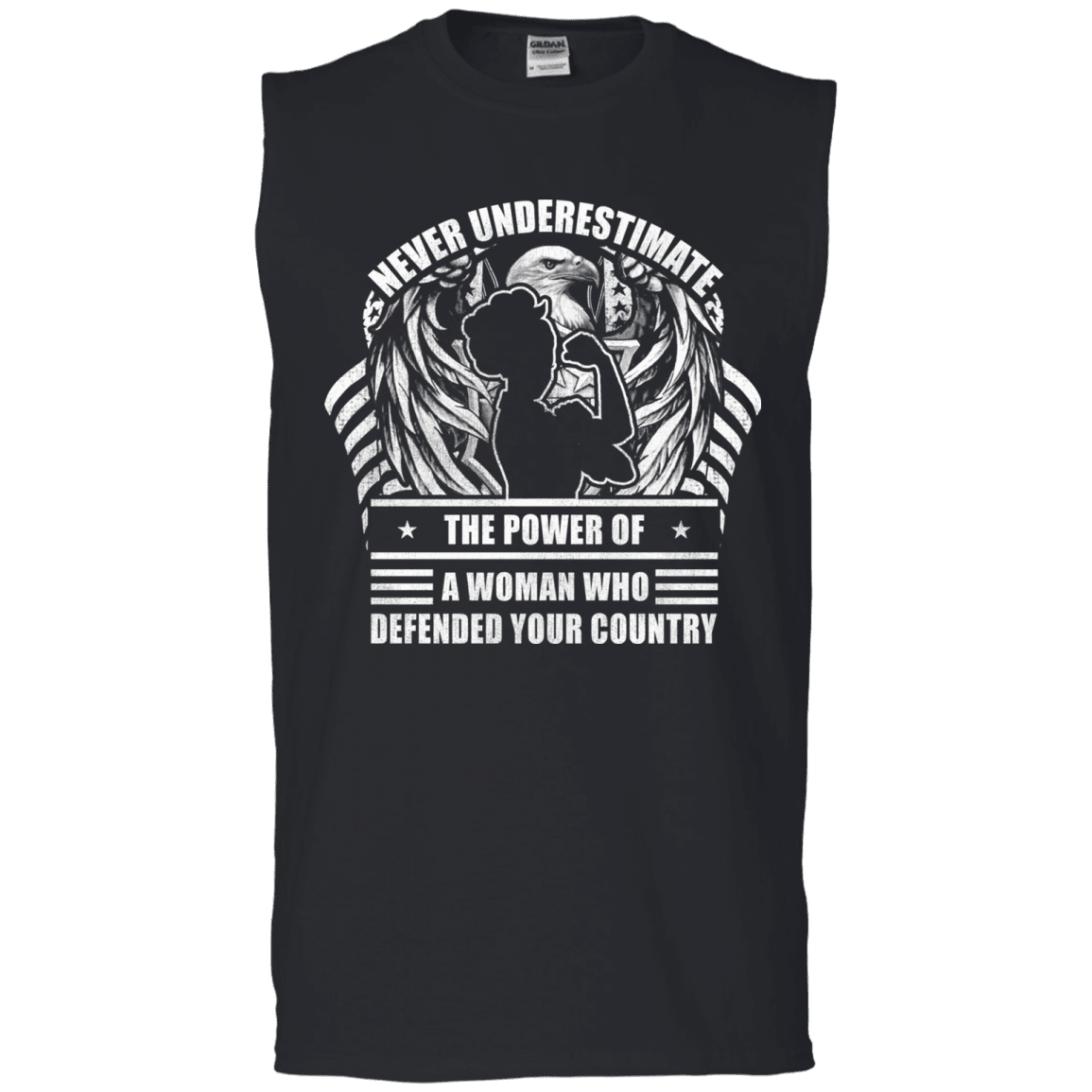 Military T-Shirt "Female Veteran - Never Underestimate A Woman Who Defended Your Country Women" Front-TShirt-General-Veterans Nation