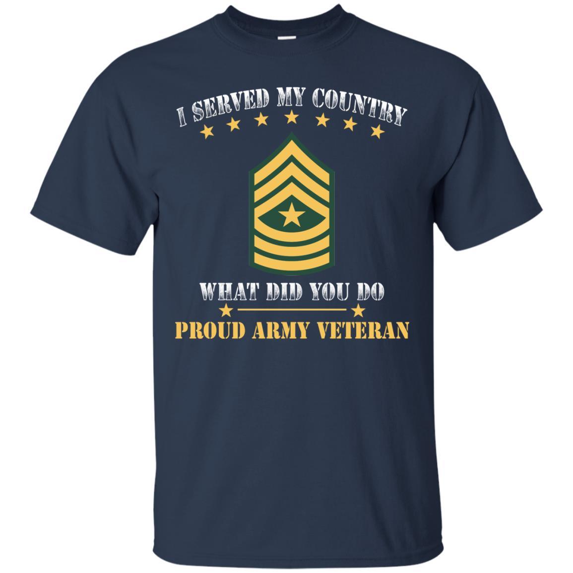 US Army E-9 Sergeant Major E9 SGM Noncommissioned Officer Ranks Men Front T Shirt - Proud US Army Veteran-TShirt-Army-Veterans Nation