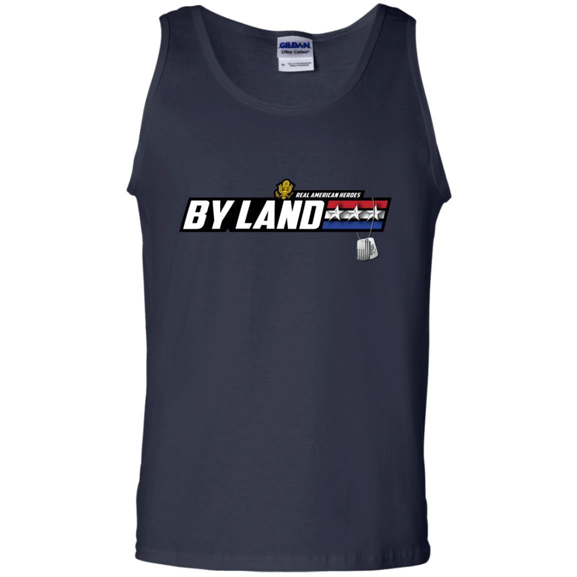 US Army T-Shirt "Real American Heroes By Land" O-9 Lieutenant General(LTG) On Front-TShirt-Army-Veterans Nation