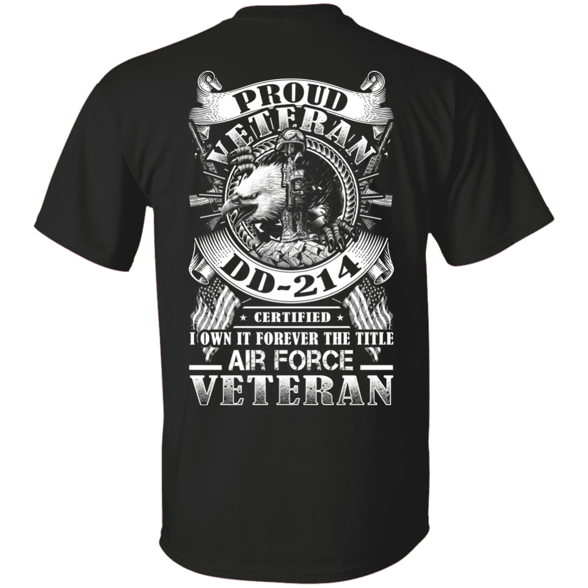 Proud Air Force Veteran DD214 Back T Shirts-TShirt-USAF-Veterans Nation