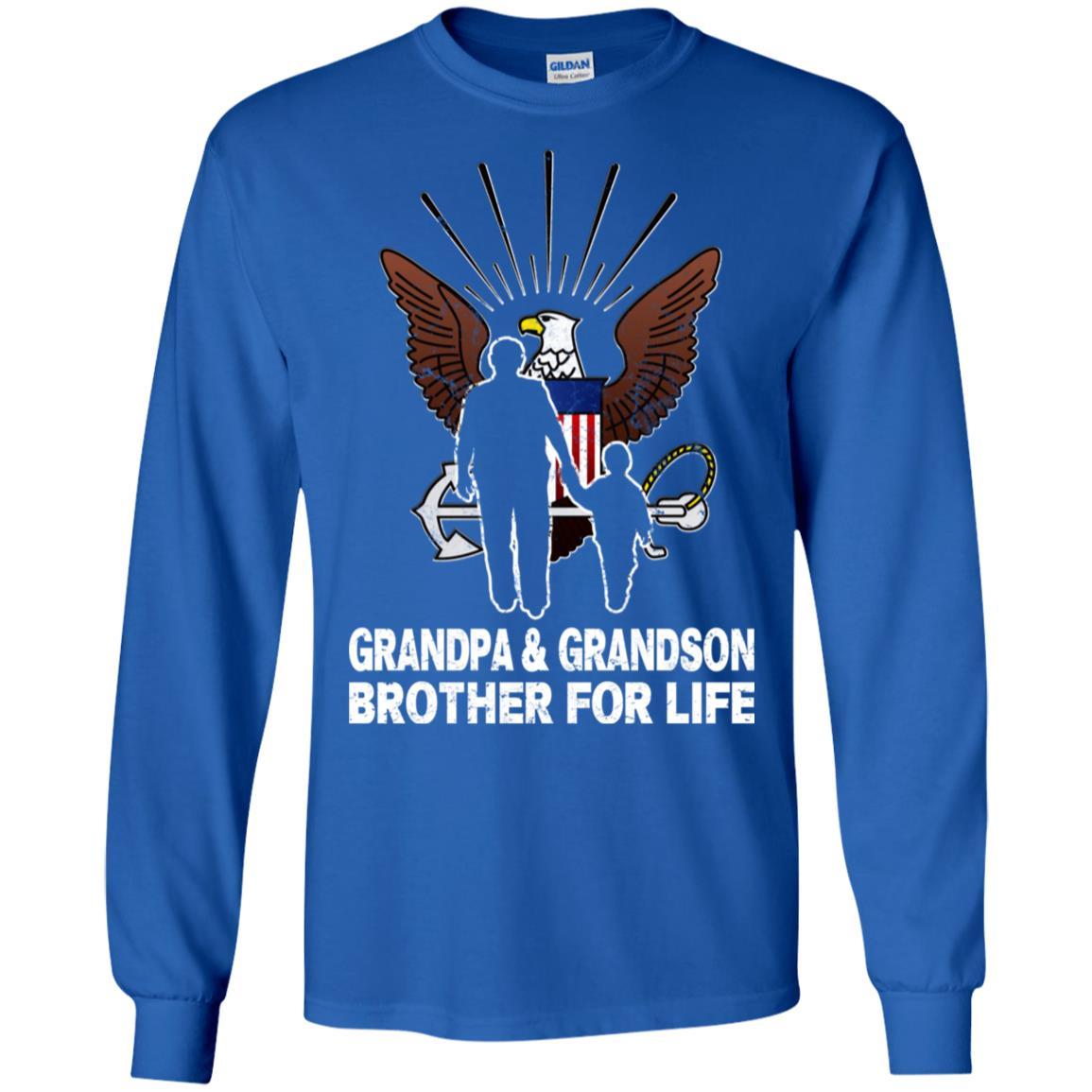 NAVY GRANDPA AND GRANDDAUGHTER ( GRANDSON ) BROTHER FOR LIFE T-Shirt On Front-TShirt-Navy-Veterans Nation