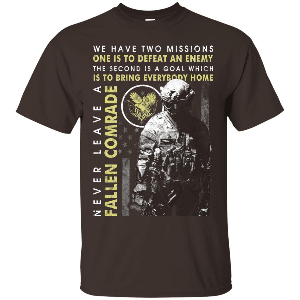 Military T-Shirt "Never Leave A Fallen Comrade Veteran Men" Front-TShirt-General-Veterans Nation