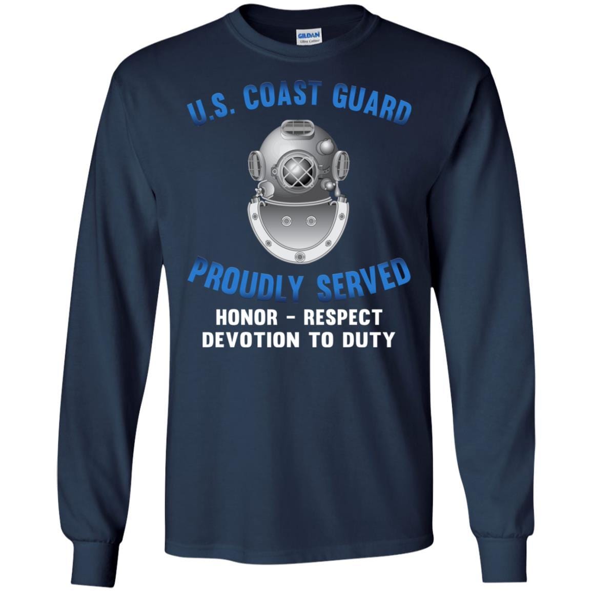 US Coast Guard Diver ND Logo Proudly Served T-Shirt For Men On Front-TShirt-USCG-Veterans Nation