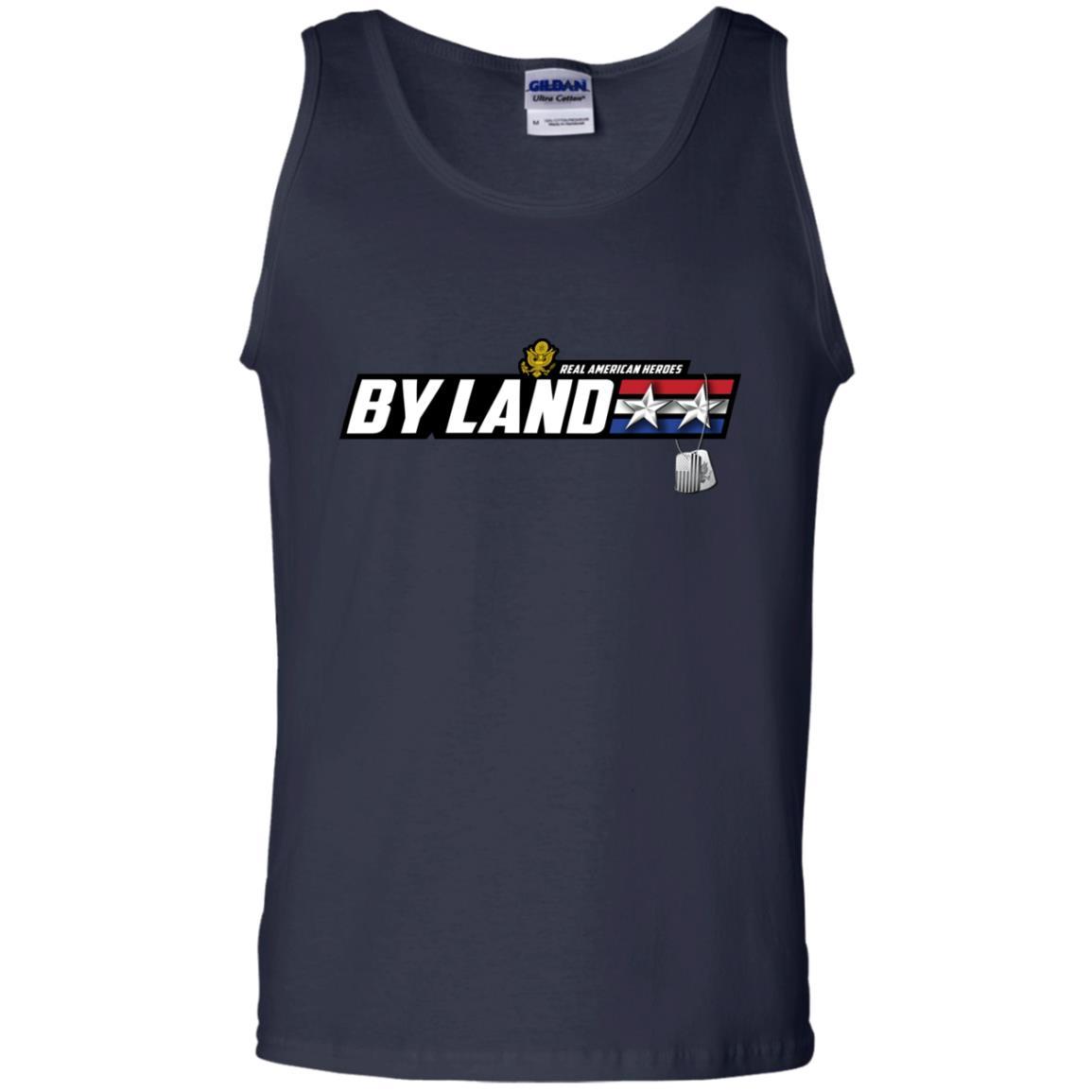 US Army T-Shirt "Real American Heroes By Land" O-8 Major General(MG) On Front-TShirt-Army-Veterans Nation