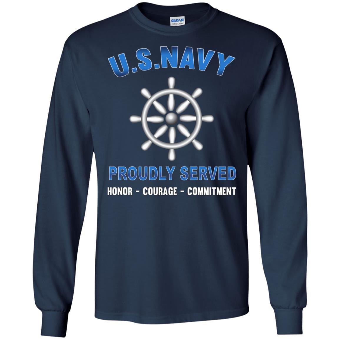 Navy Quartermaster Navy QM - Proudly Served T-Shirt For Men On Front-TShirt-Navy-Veterans Nation